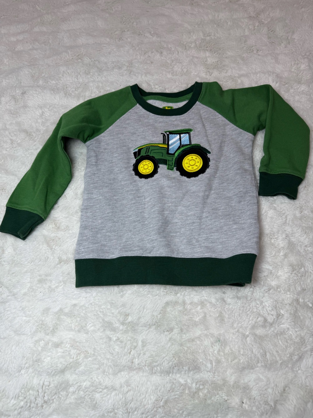 John Deere Green & Gray Tractor Raglan Kids Sweatshirt